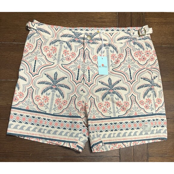 Men’s Marine Layer Size 36 Archive Parker Tailored Swim Trunk 6” Palm Print NWT - Picture 1 of 4